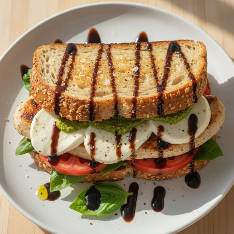 Grilled Chicken Caprese Sandwich with Balsamic Glaze