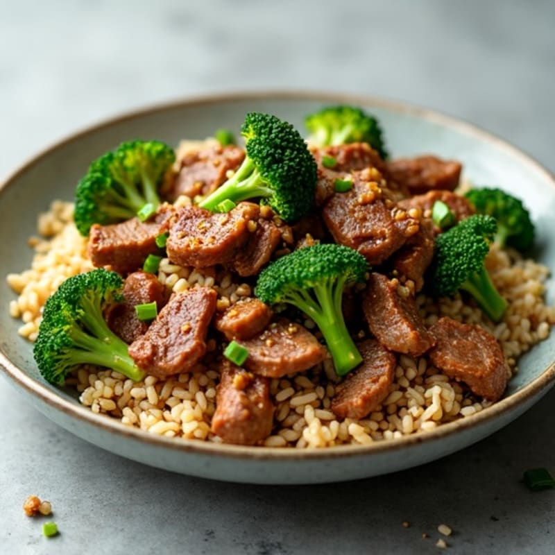 Lean Beef and Crisp Broccoli Stir-Fry with Brown Rice