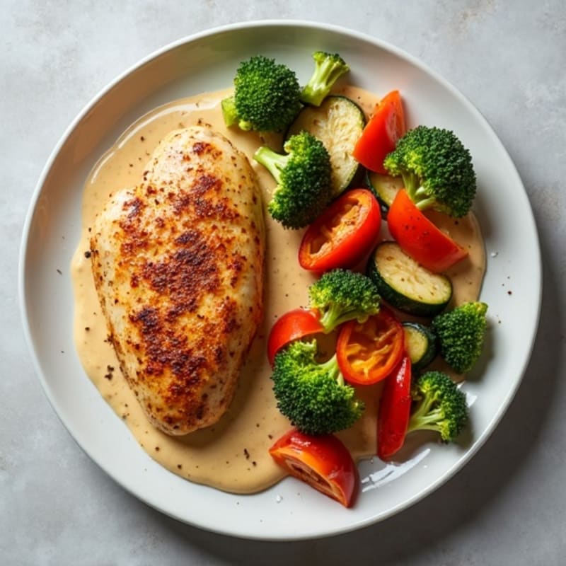 Spiced Creamy Chicken with Roasted Vegetables