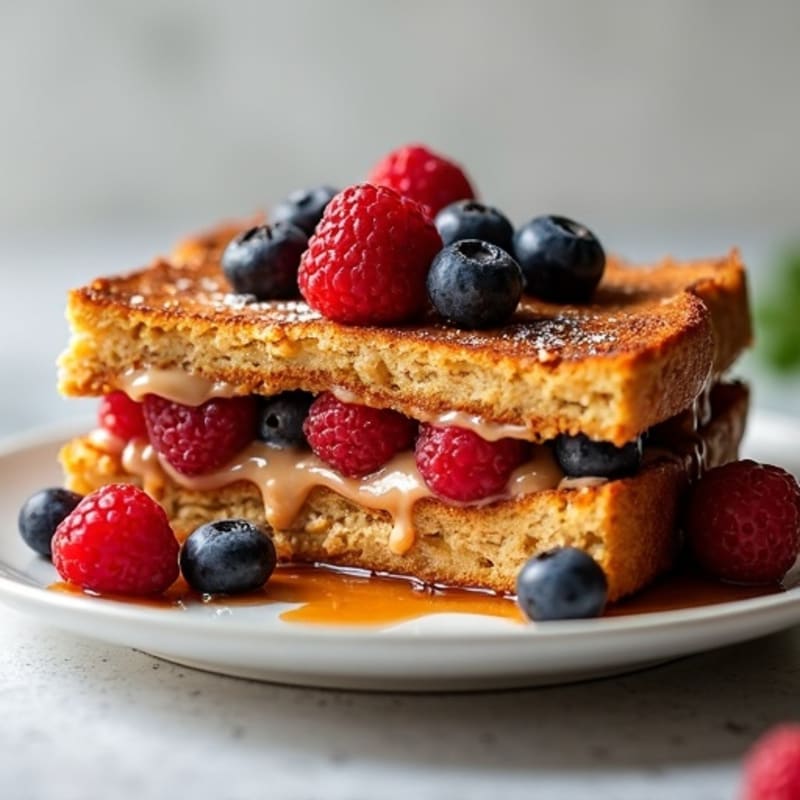 Baked Peanut Butter and Berry Stuffed French Toast