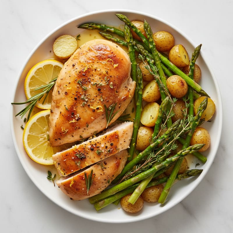 Lemon-Herb Roasted Chicken with Asparagus