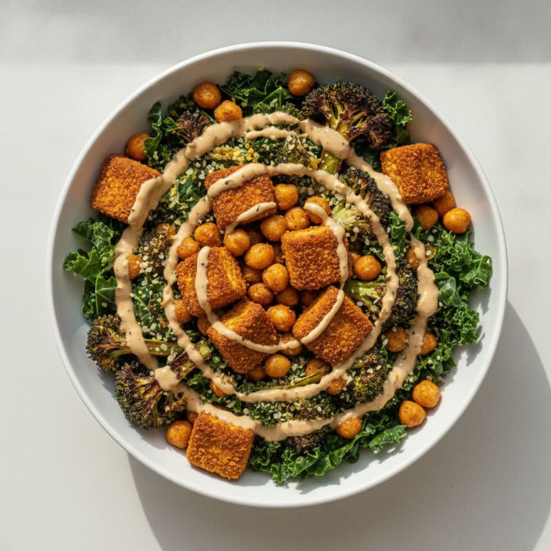 Roasted Vegetable Buddha Bowl with Tahini Dressing