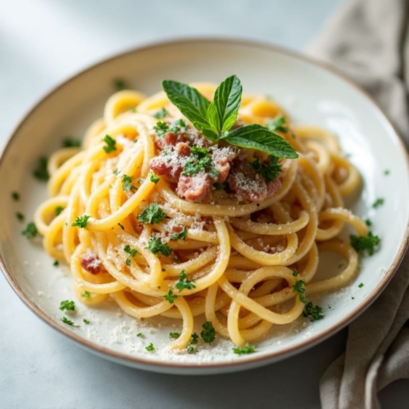 Creamy Lean Carbonara Pasta with Crispy Pancetta and Fresh Herbs