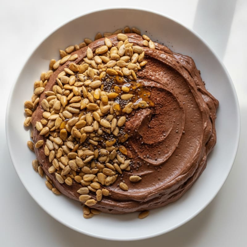 Silky Chocolate Protein Pudding with Crunchy Sunflower Seeds