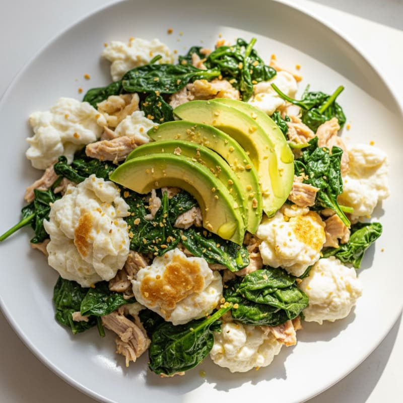 Egg White and Turkey Breast Scramble with Spinach