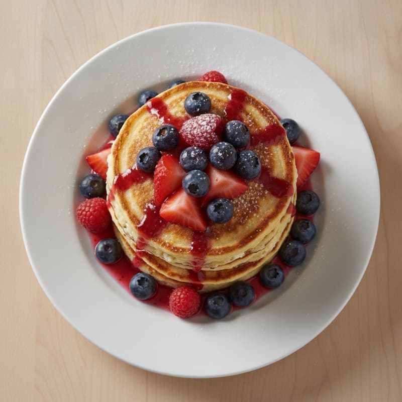 Fluffy Cottage Cheese Pancakes with Berries
