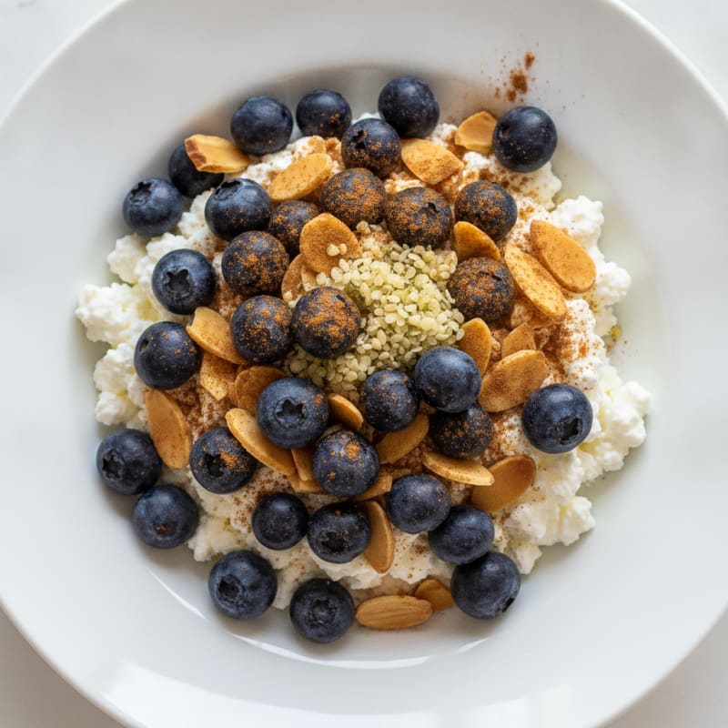 Cottage Cheese Protein Bowl with Berries and Almonds