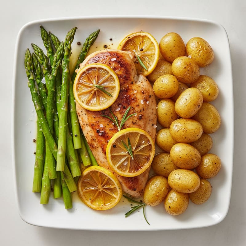 Lemon Herb Roasted Chicken with Asparagus