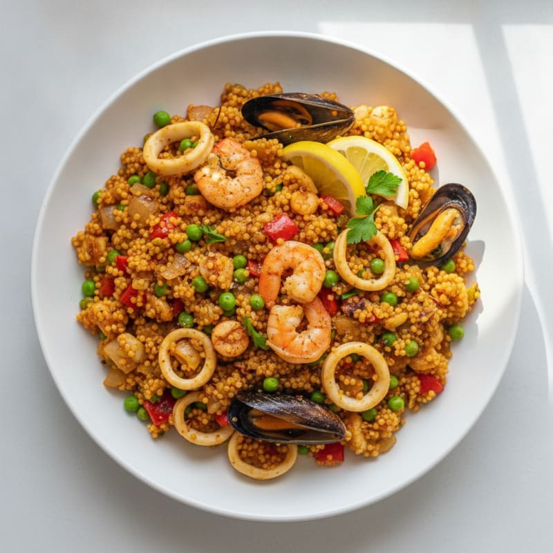 Seafood Amaranth Paella with Saffron