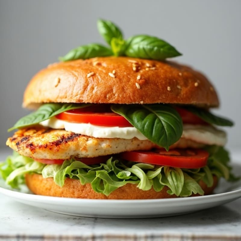 Grilled Chicken Sandwich with Fresh Mozzarella, Tomato, and Basil