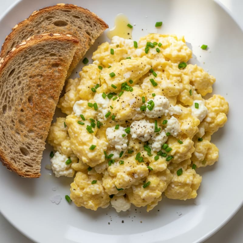 Scrambled Eggs with Cottage Cheese and Chives