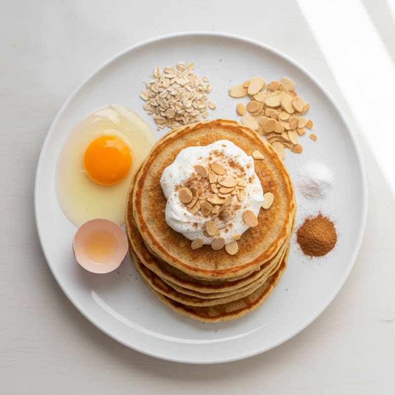 Almond Oat Protein Pancakes with Greek Yogurt