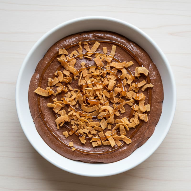 Silky Chocolate Protein Pudding with Toasted Coconut