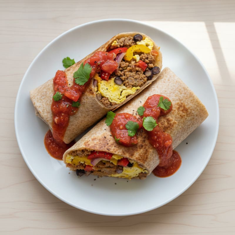 Hearty Breakfast Burritos with Salsa