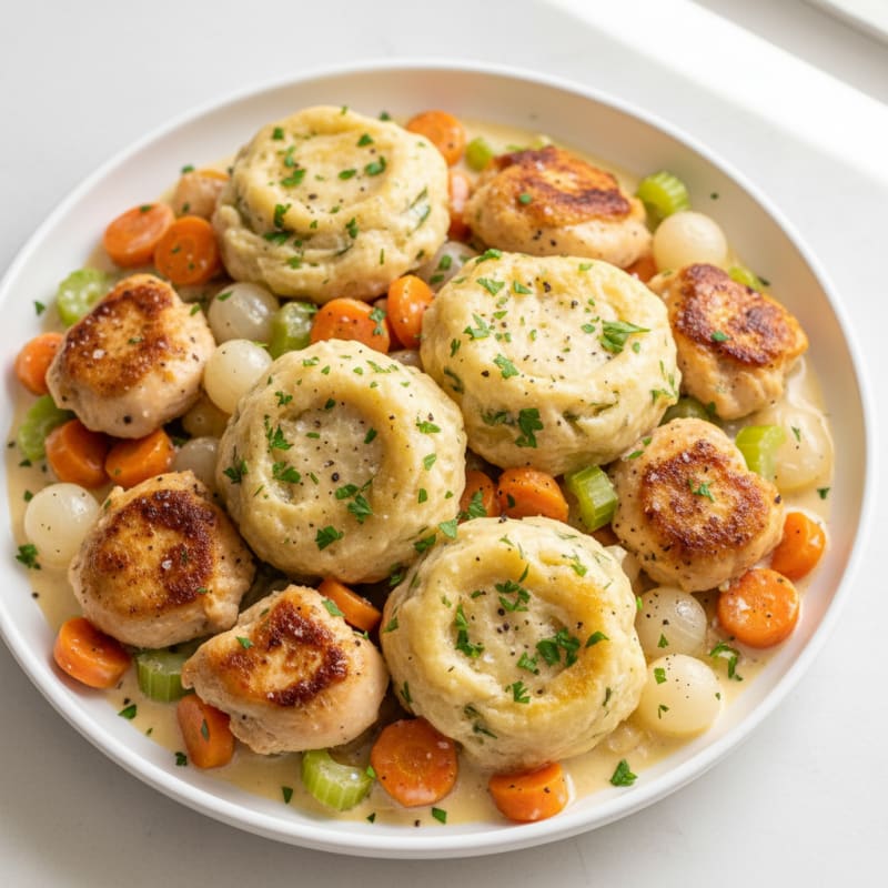 Creamy Chicken and Tender Herb Dumplings