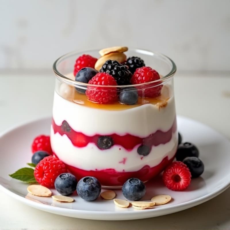 Greek Yogurt Protein Parfait with Mixed Berries and Almonds