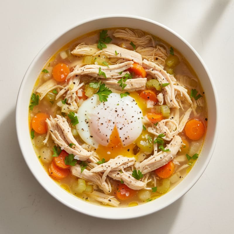 Shredded Chicken Soup with Egg
