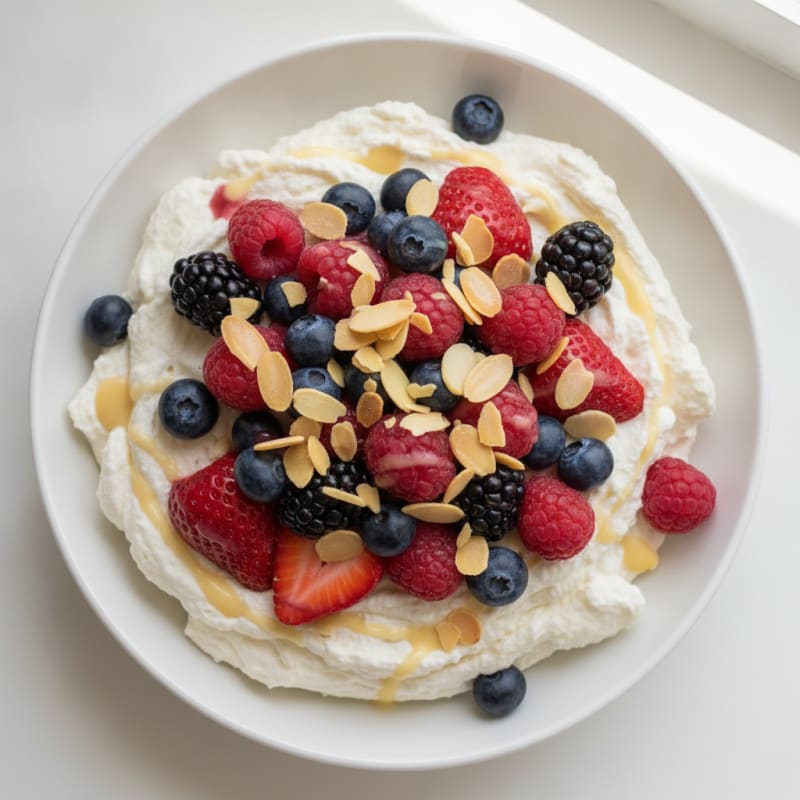 Greek Yogurt Protein Mousse with Mixed Berries