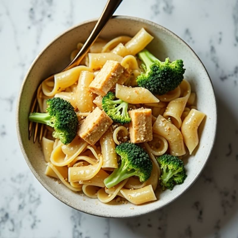 Creamy Cashew Alfredo Pasta with Crispy Roasted Broccoli