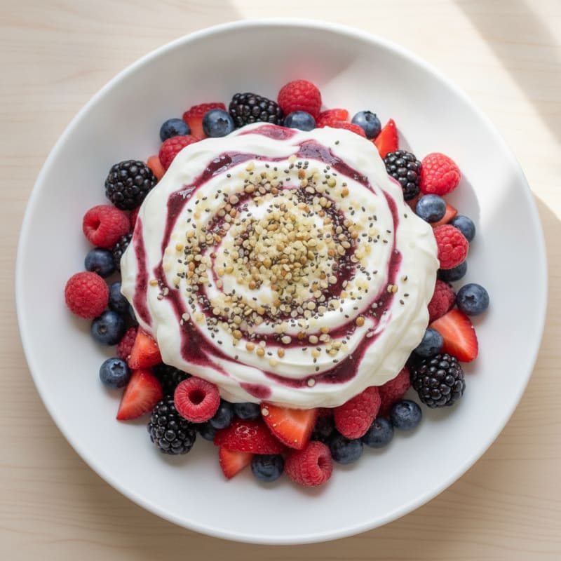 Greek Yogurt Protein Parfait with Mixed Berries