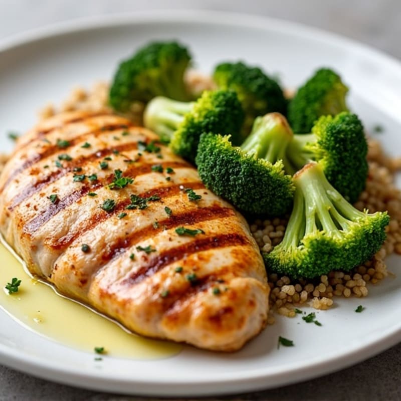 Grilled Chicken Breast with Broccoli and Quinoa Salad