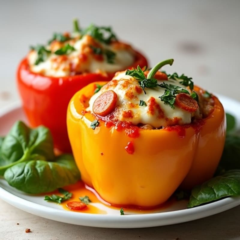 Cheesy Pepperoni-Style Stuffed Bell Peppers