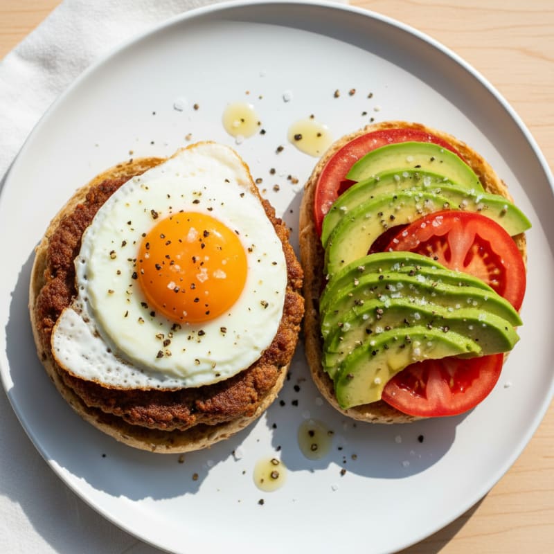 Avocado Tomato Fried Egg Muffin