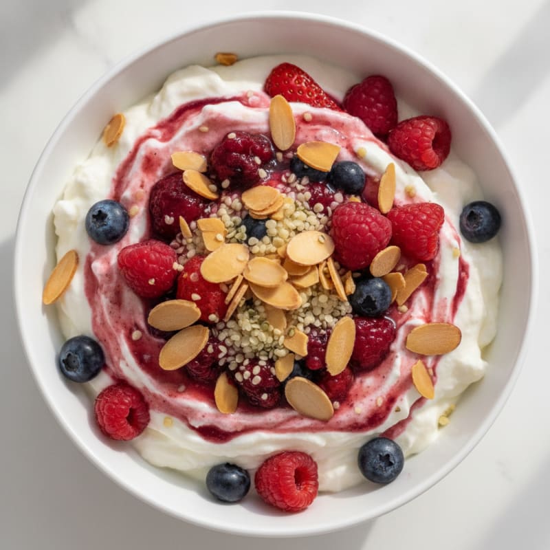 Greek Yogurt Protein Parfait with Mixed Berries