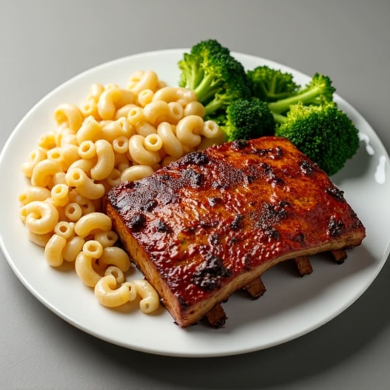 Cajun-Spiced Oven-Baked Ribs with Creamy Mac and Roasted Broccoli