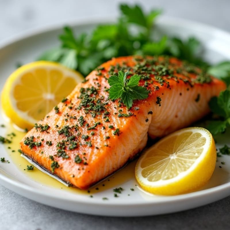 Herb-Crusted Pan Seared Salmon with Lemon