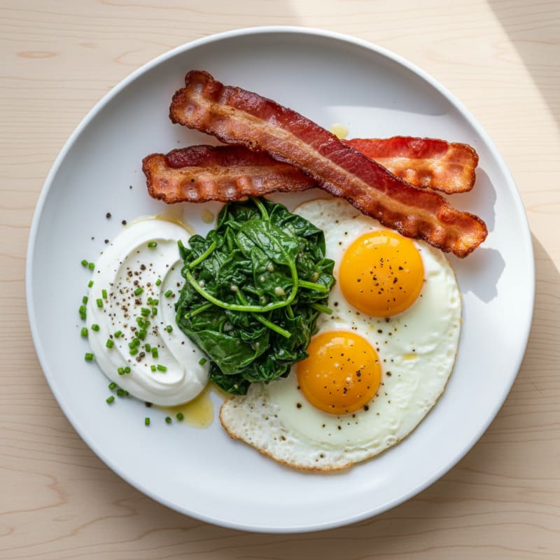 Pan-Seared Turkey Bacon and Eggs