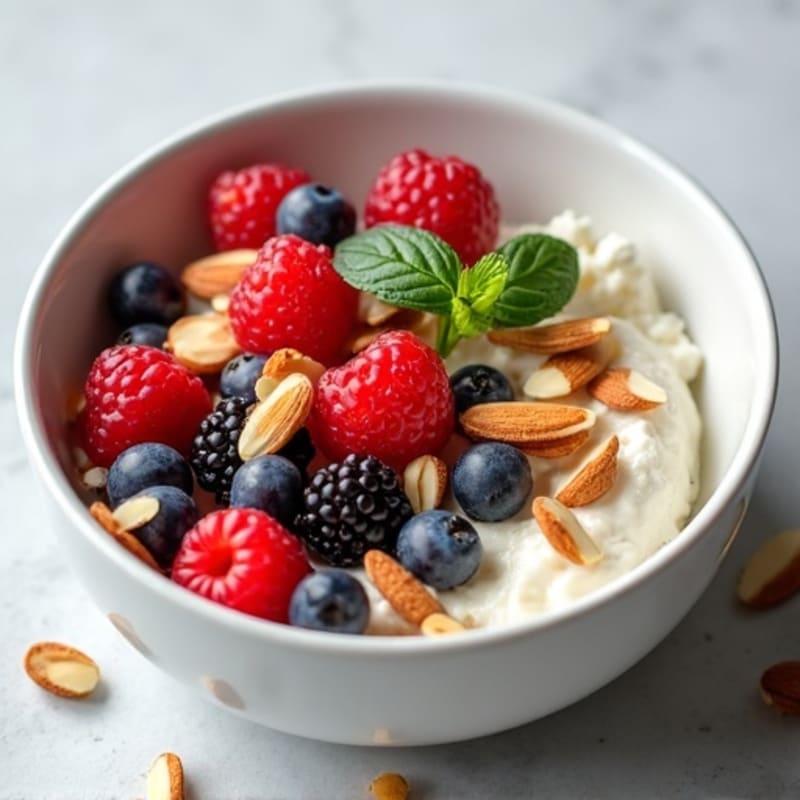 Creamy Cottage Cheese with Fresh Berries and Toasted Almonds