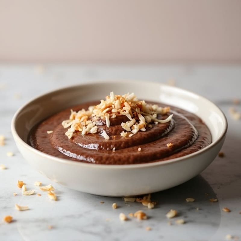 Chocolate Protein Chia Pudding with Toasted Coconut