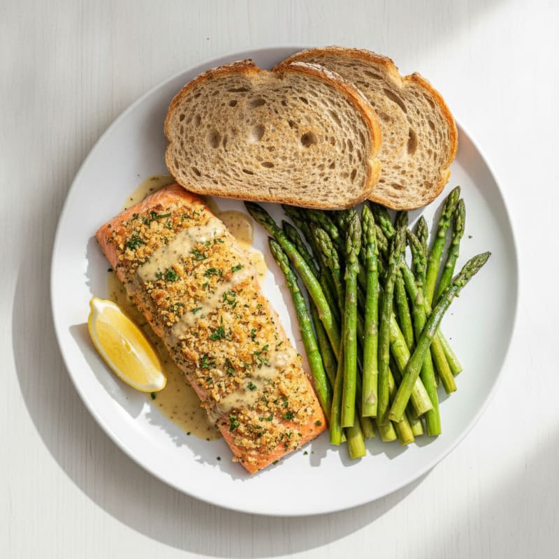 Baked Herb-Crusted Salmon with Asparagus
