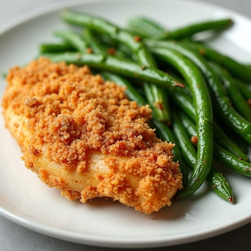 Crispy Buttermilk Baked Chicken with Roasted Green Beans