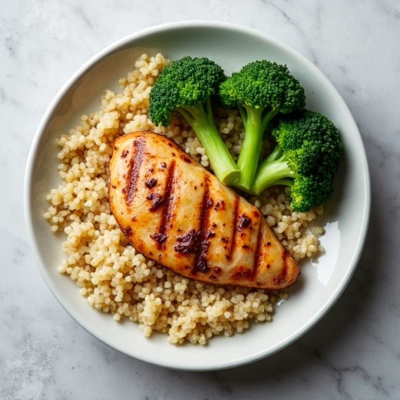Grilled Chicken Breast with Quinoa and Steamed Broccoli
