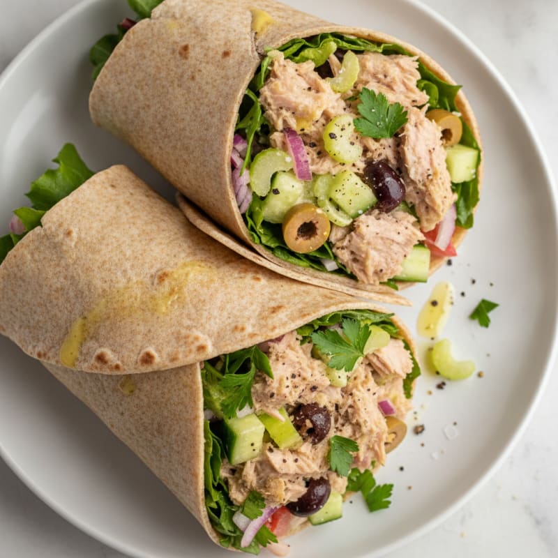 Mediterranean Tuna Salad Wraps