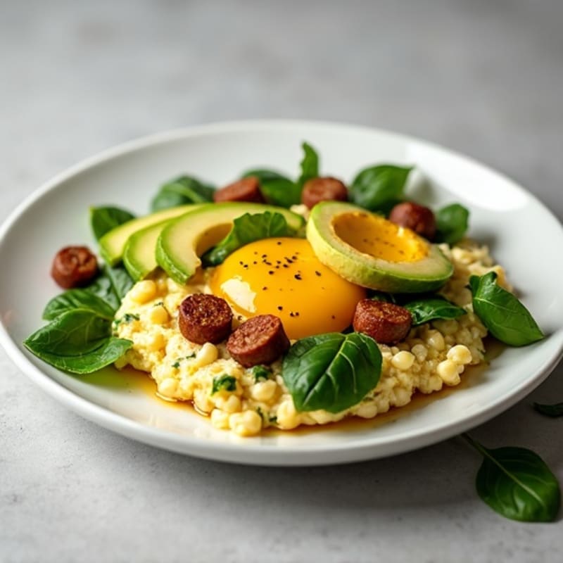Egg White Scramble with Spinach and Turkey Sausage