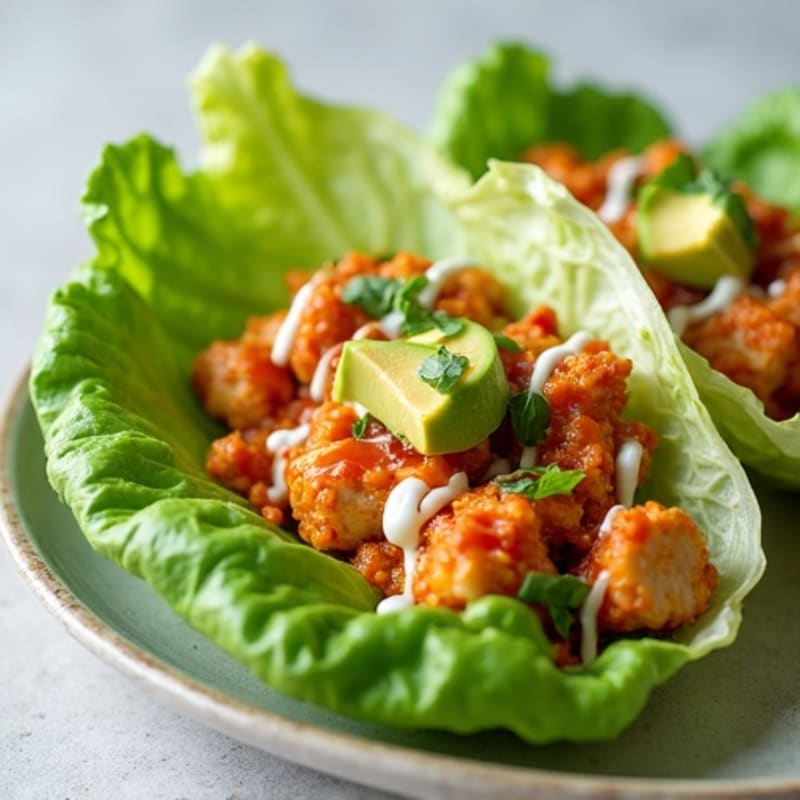 Crispy Buffalo Chicken Lettuce Wraps with Creamy Ranch Drizzle