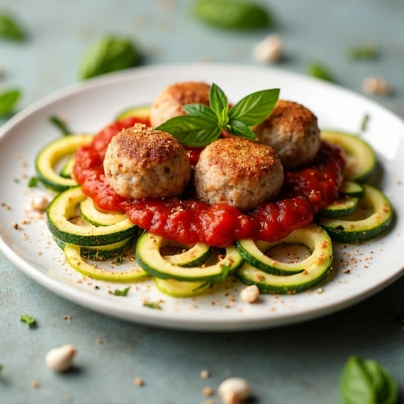 Lean Turkey Meatballs with Spiralized Zucchini and Fresh Marinara