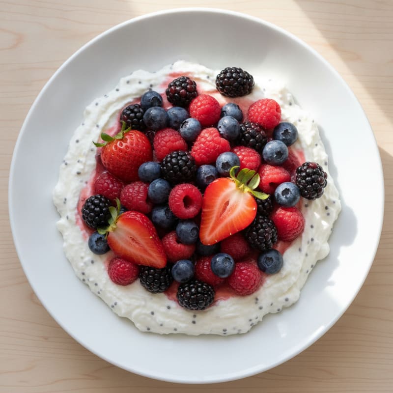 Greek Yogurt Protein Pudding with Mixed Berries