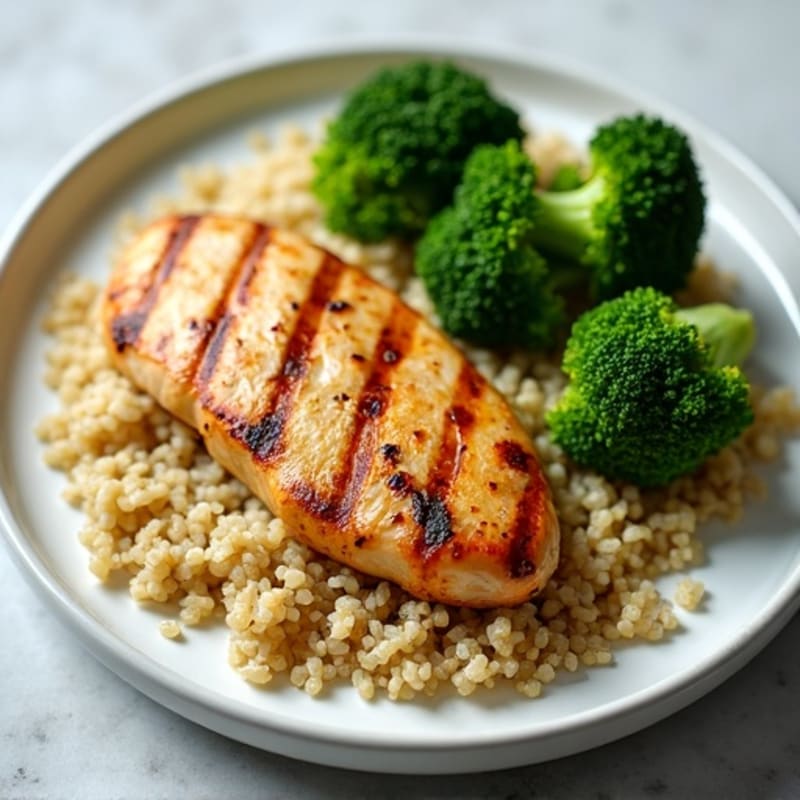Grilled Chicken Breast with Quinoa and Steamed Broccoli