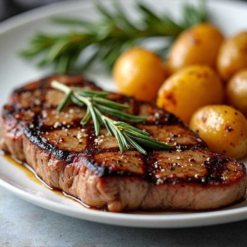 Herb-Garlic Butter Seared Steak with Roasted Baby Potatoes