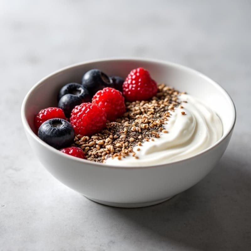Silky Greek Yogurt Bowl with Hemp Seeds and Mixed Berries