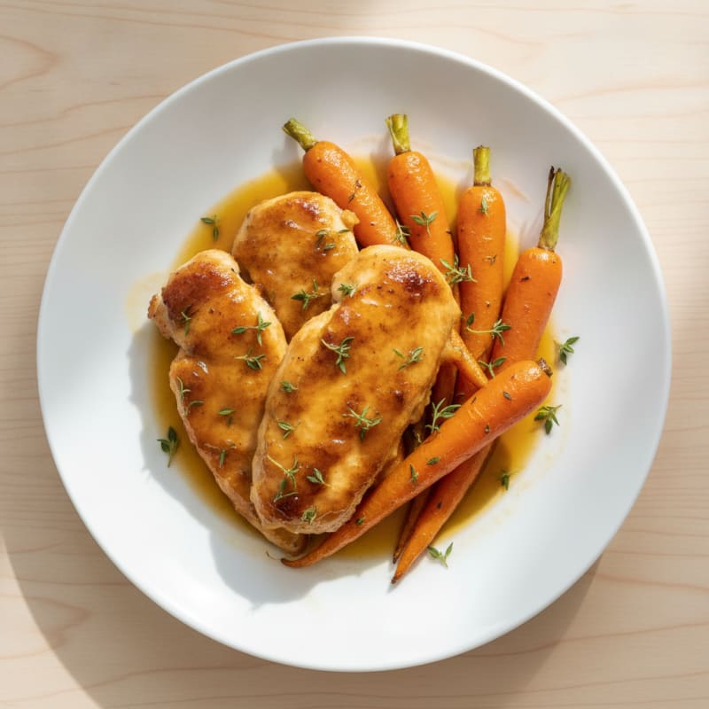 Maple-Glazed Chicken and Thyme Roasted Carrots