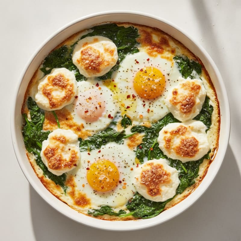 Spinach Ricotta Baked Eggs