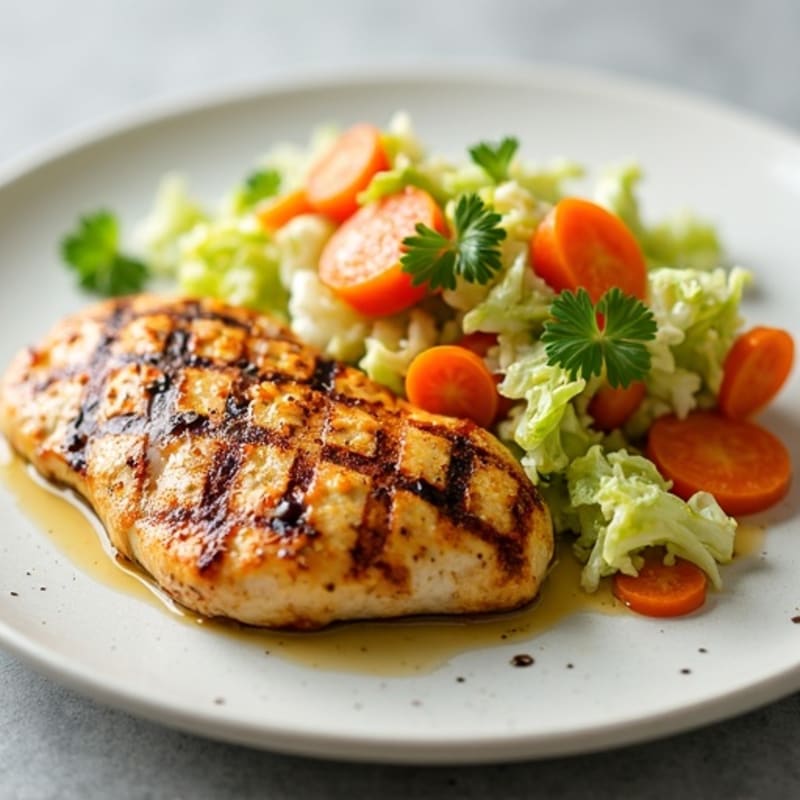 Grilled Chicken Breast with Crunchy Cabbage Slaw