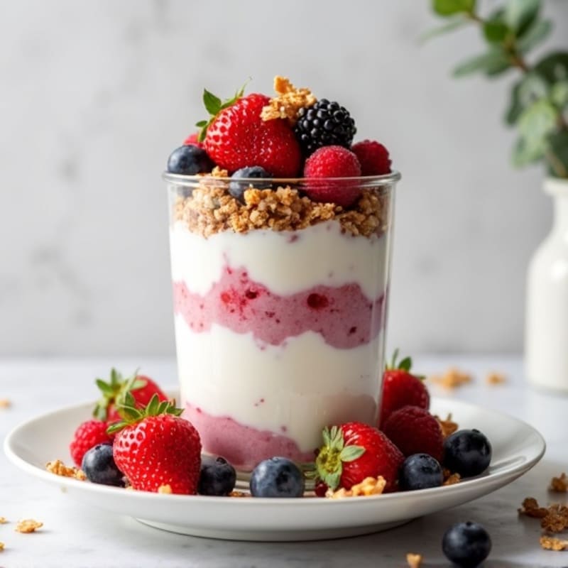 Creamy Greek Yogurt Parfait with Mixed Berries and Protein Crunch