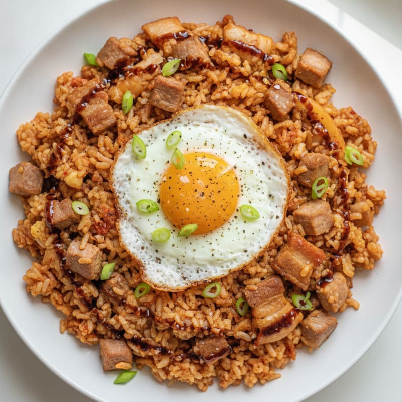 Kimchi Fried Rice with Pork Belly