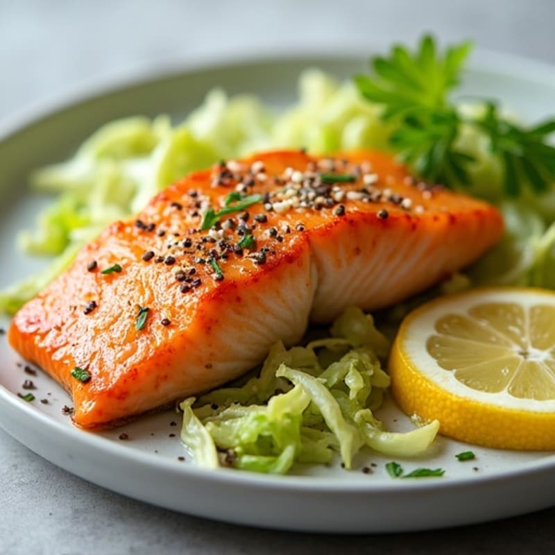 Crispy Pan-Seared Salmon with Tender Sautéed Cabbage